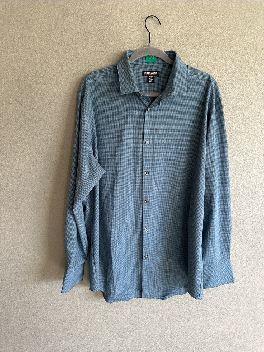 NWOT Kirkland Signature Men's Athletic Fit Dress Shirt in Blue XL